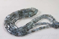 Moss Aquamarine Step Cut Pipe Beads